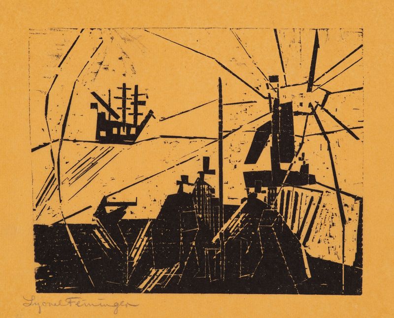 Lyonel Feininger, Am Quai (Marine), Holzschnitt, 1918, 168 x 210 mm
