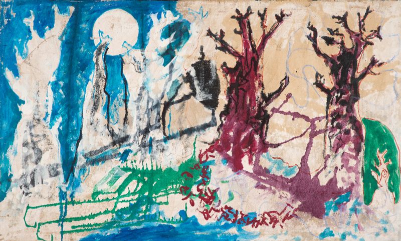 Edmund Kesting, Vollmond im Darß, Mischtechnik auf Leinwand, 1959, 710 x 1165 mm